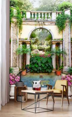 Wall Mural - Antique courtyard with a pond