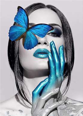 Tablou înramat - Fluture albastru, 50 x 75 см