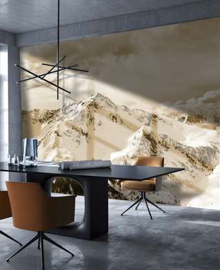 Wall Mural - Winter mountains in black and white