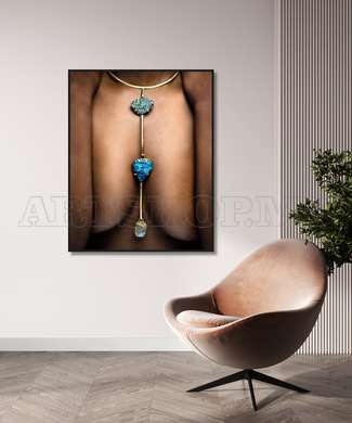 Poster - Blue Gems, 60 x 90 см, Framed poster on glass, Nude