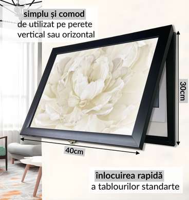 Multifunctional Wall Art - White flower, 40x60cm, Black Frame