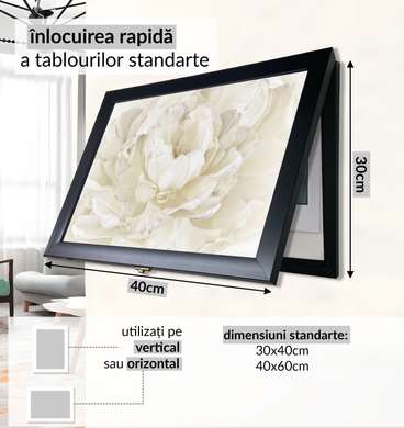 Мультифункциональная Картина - Белый цветок, 40x60cm, Черная Рама
