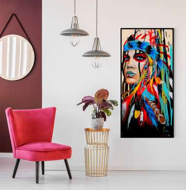 Poster - Indian painted in bright colors, 50 x 150 см, Framed poster, Different
