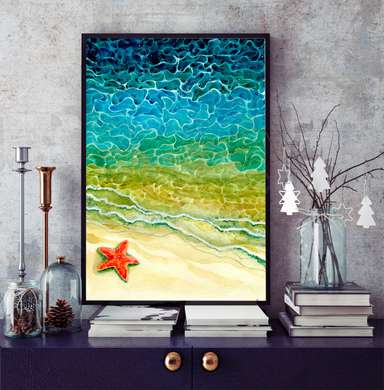 Poster - Starfish, 60 x 90 см, Framed poster on glass, Marine Theme