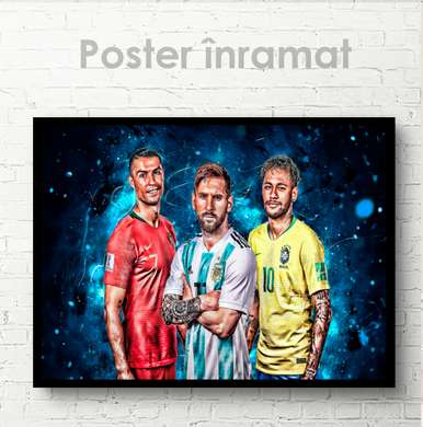 Poster - Three legends, 90 x 60 см, Framed poster on glass, Sport
