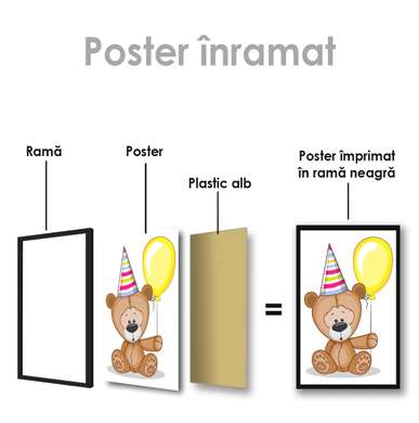Poster - Ursuleț de pluș festiv, 30 x 45 см, Panza pe cadru, Pentru Copii