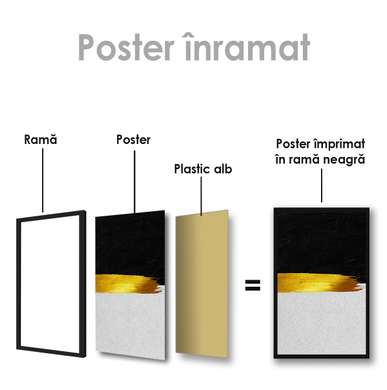 Poster - Linia de aur, 60 x 90 см, Poster inramat pe sticla