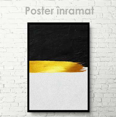 Постер - Золотая линия, 60 x 90 см, Постер на Стекле в раме, Абстракция