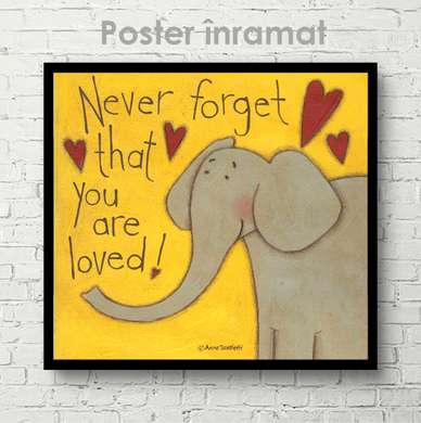 Poster, Nu uita niciodată că ești iubit, 40 x 40 см, Panza pe cadru, Animale