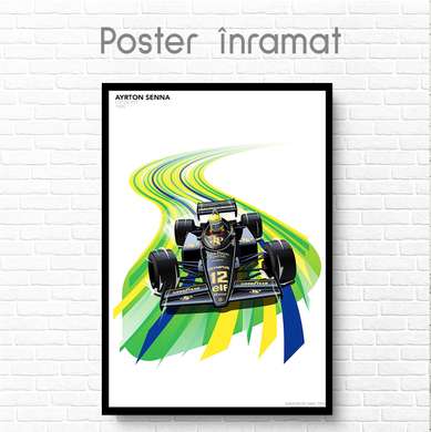 Poster - Formula 1 pe banda verde, 60 x 90 см, Poster inramat pe sticla