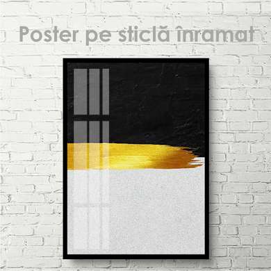 Постер - Золотая линия, 60 x 90 см, Постер на Стекле в раме, Абстракция