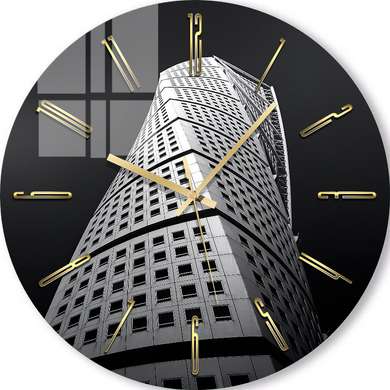Glass clock - Building Architecture, 40cm