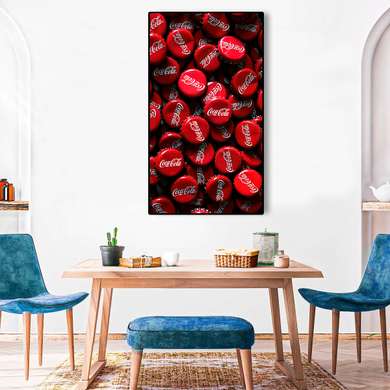 Poster - Coca Cola, 45 x 90 см, Framed poster on glass, Different