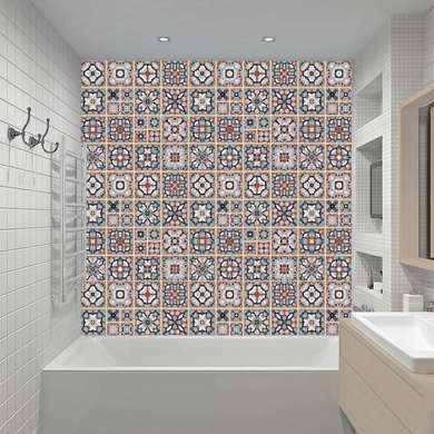 Tiles in retro colors with patterns in ethnic style, Imitation tiles