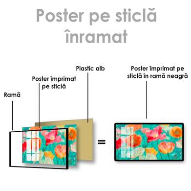 Poster - Flori multicolore, 90 x 45 см, Poster inramat pe sticla
