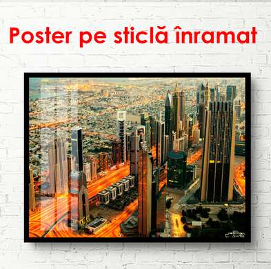 Постер - Небоскребы вид сверху, 90 x 60 см, Постер в раме, Города и Карты