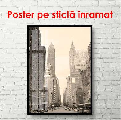 Постер - Старинная фотография города, 45 x 90 см, Постер в раме, Винтаж