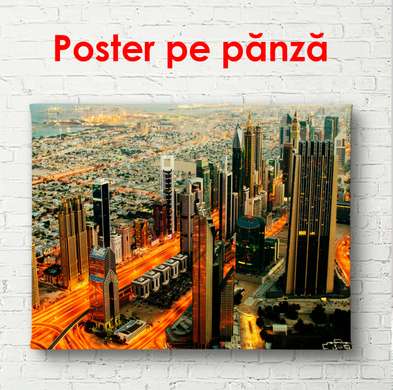 Постер - Небоскребы вид сверху, 90 x 60 см, Постер в раме, Города и Карты