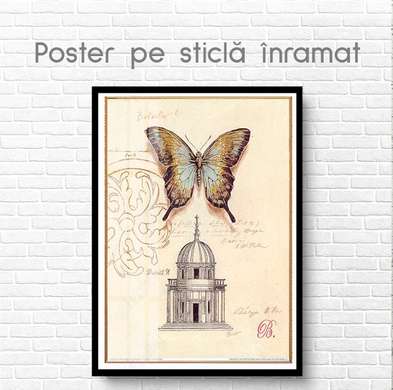 Poster - Schiță în stil vintage, 30 x 45 см, Panza pe cadru