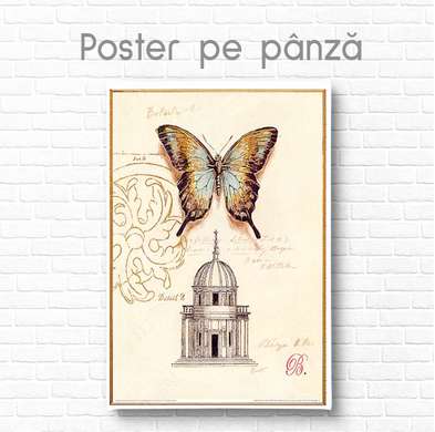Poster - Schiță în stil vintage, 30 x 45 см, Panza pe cadru