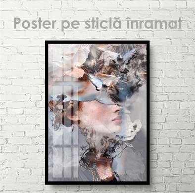Poster - Porumbei, 30 x 45 см, Panza pe cadru, Pictura