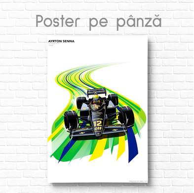 Poster - Formula 1 pe banda verde, 30 x 45 см, Panza pe cadru