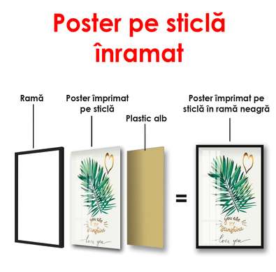 Poster - Crenguță verde pe fundal alb, 60 x 90 см, Poster înrămat, Botanică