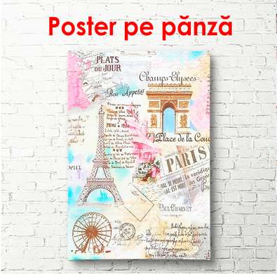 Poster - Parisul în nuanțe de roz, 60 x 90 см, Poster înrămat, Provence