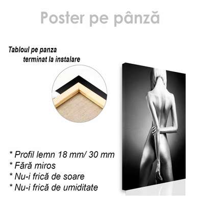 Постер - Черно белое изображение девушке, 60 x 90 см, Холст на подрамнике