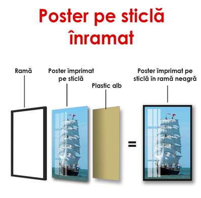Poster - Ship with sails, 45 x 90 см, Framed poster, Transport