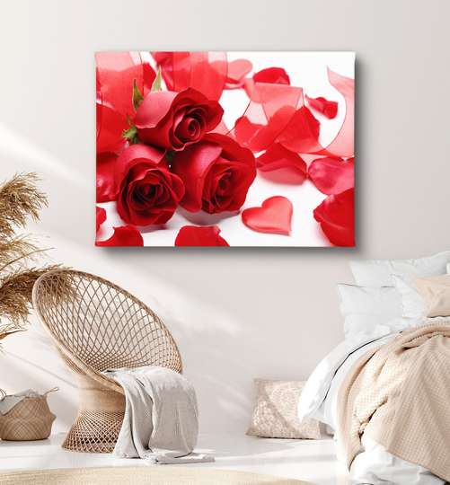 Poster, Trandafiri roșii, 45 x 30 см, Panza pe cadru