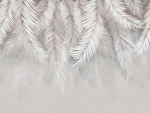 Фотообои - Светло-серые пальмовые листья