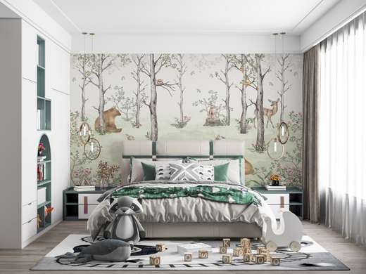 Nursery Wall Mural - Cute animals in the forest