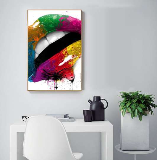 Framed Painting - Colored lips, 50 x 75 см