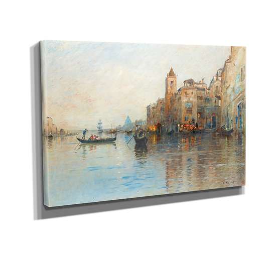 Poster - Oraș pe apă, 45 x 30 см, Panza pe cadru, Pictura