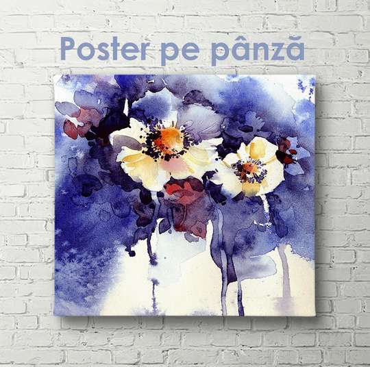 Постер - Сиреневые цветы в акварели, 40 x 40 см, Холст на подрамнике