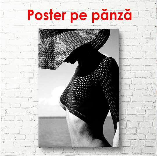 Poster - Girl in a hat, 60 x 90 см, Framed poster, Nude