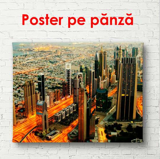 Poster - Skyscrapers top view, 90 x 60 см, Framed poster