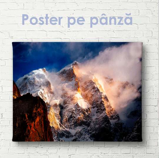Постер - Заснеженные горы, 45 x 30 см, Холст на подрамнике