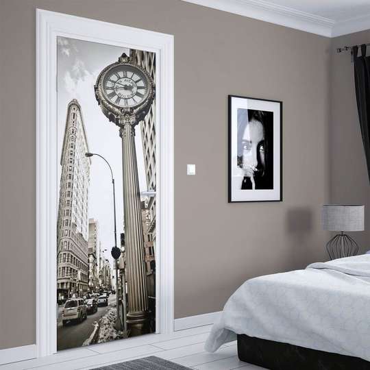3D door sticker, Black and white city, 60 x 90cm