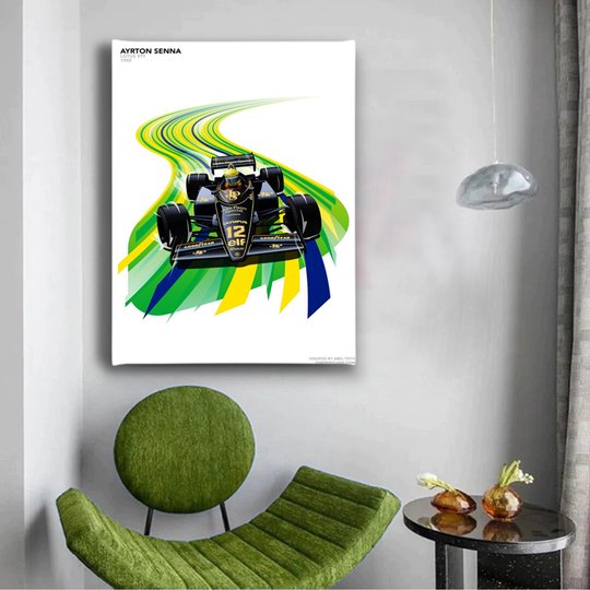 Poster, Formula 1 pe banda verde, Panza pe cadru
