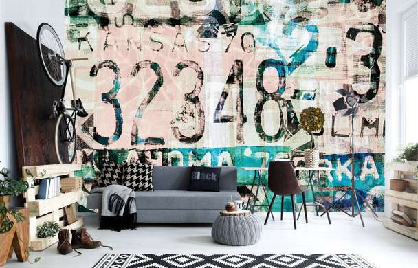Wall Mural - Numbers and letters