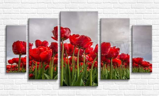 Modular picture, Red tulips, 108 х 60