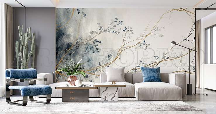 Wall mural - Twigs with tender leaves