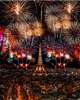 Poster - Focurile de artificii si turnul Eiffel, 30 x 45 см, Panza pe cadru, Orașe și Hărți