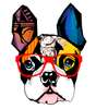 Poster - Fashionable french bulldog with glasses, 100 x 100 см, Framed poster on glass, Minimalism