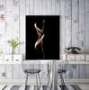 Poster - Silhouette of a girl on a black background, 60 x 90 см, Framed poster on glass, Nude