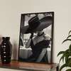 Poster - The girl with the black and white hat, 45 x 90 см, Framed poster on glass, Glamour