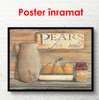 Poster - Pears with a jug on the table, 90 x 60 см, Framed poster, Provence