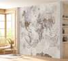 Wall mural - World map with whales in shades of brown beige